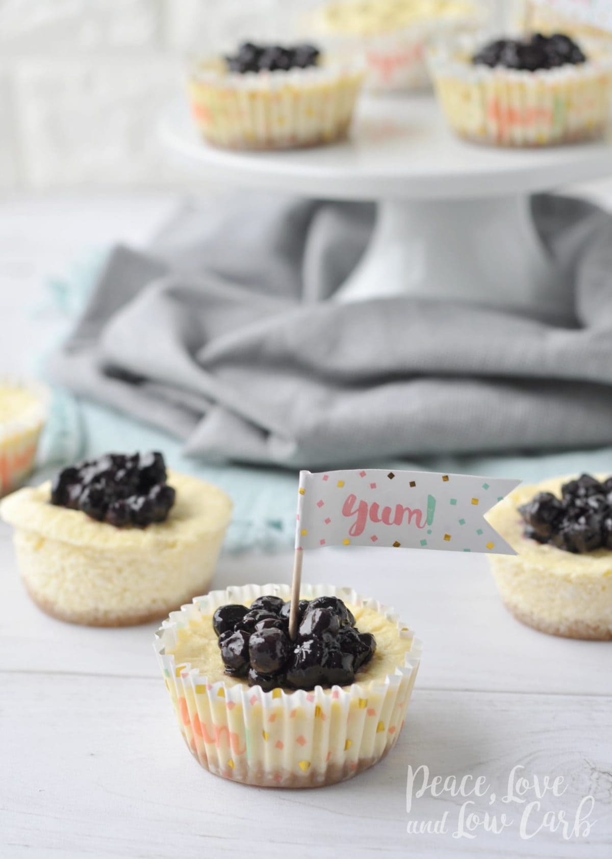 Mini Keto Blueberry Cheesecakes | Peace Love and Low Carb