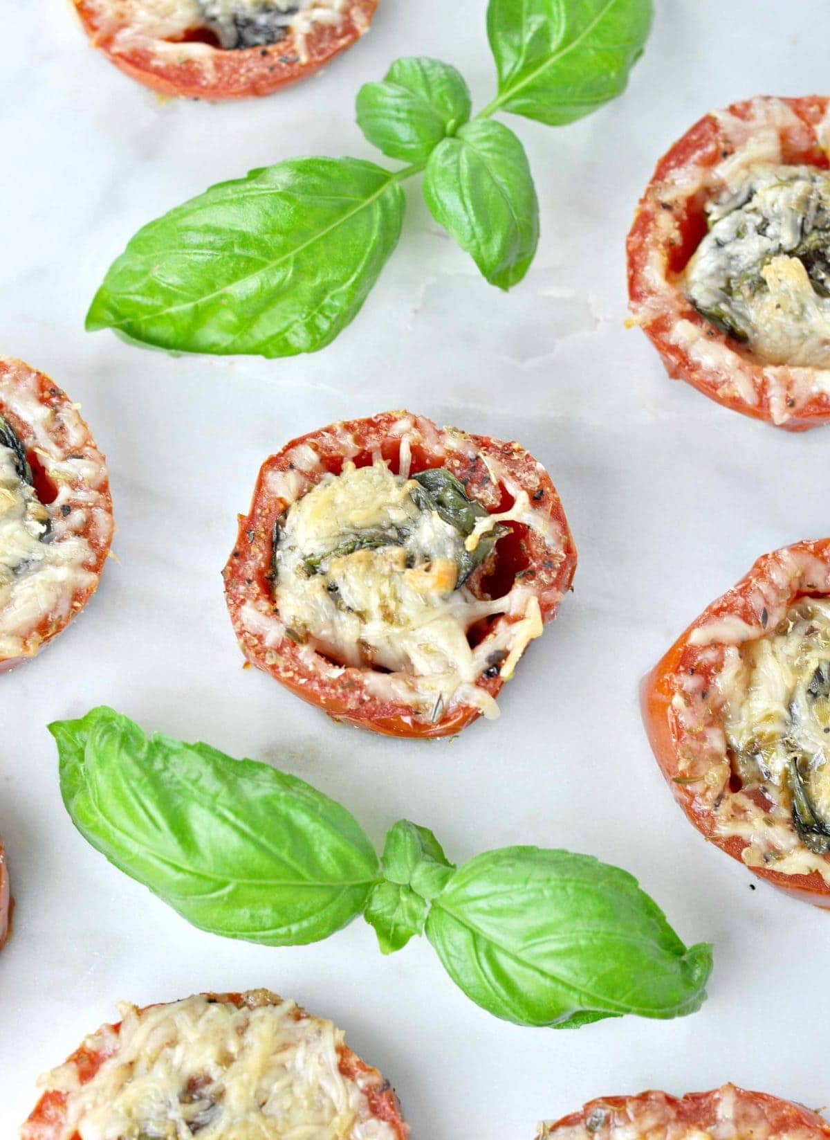 Oven Roasted Basil Parmesan Tomatoes | Peace Love and Low Carb