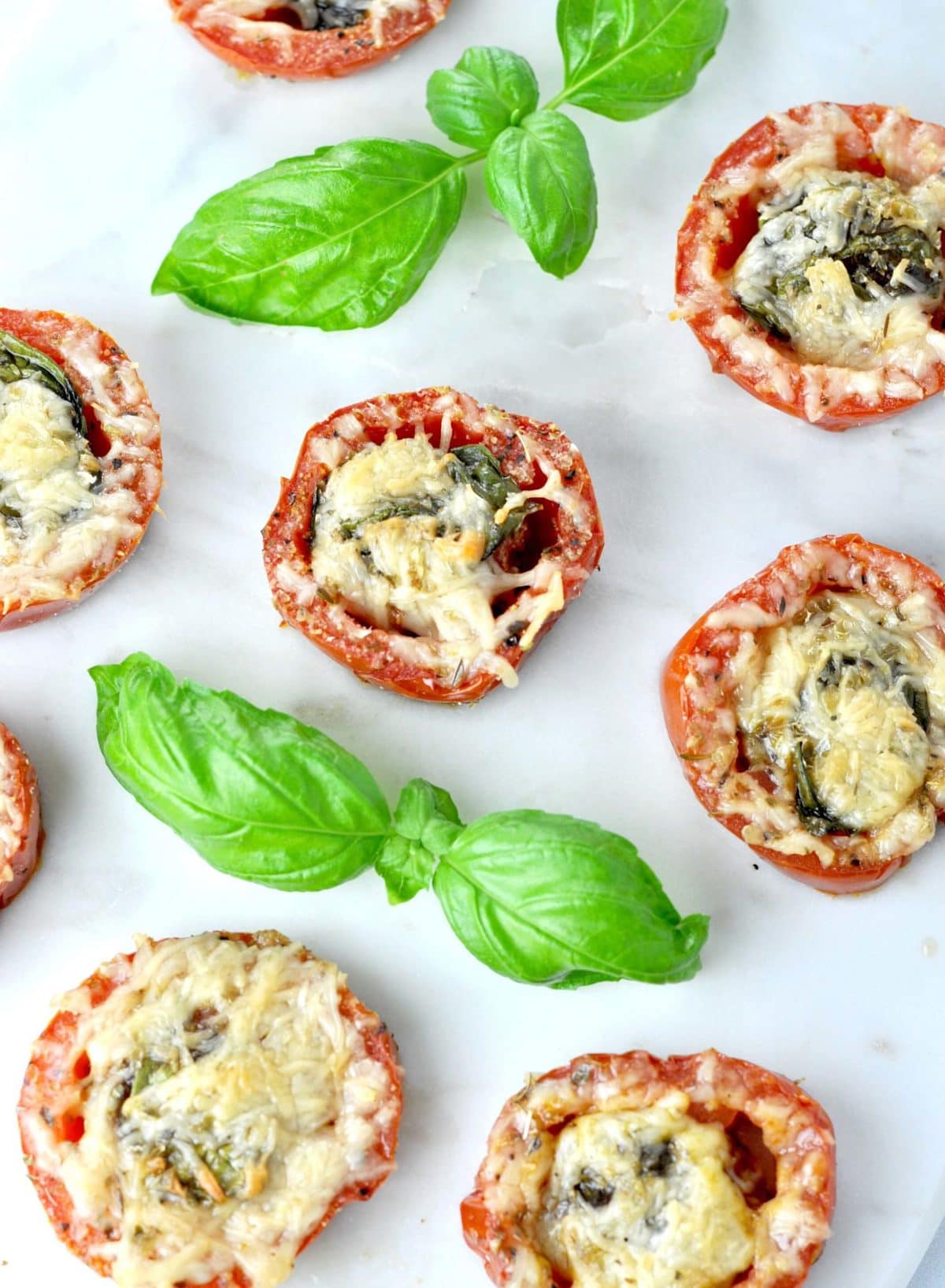 Oven Roasted Basil Parmesan Tomatoes | Peace Love and Low Carb