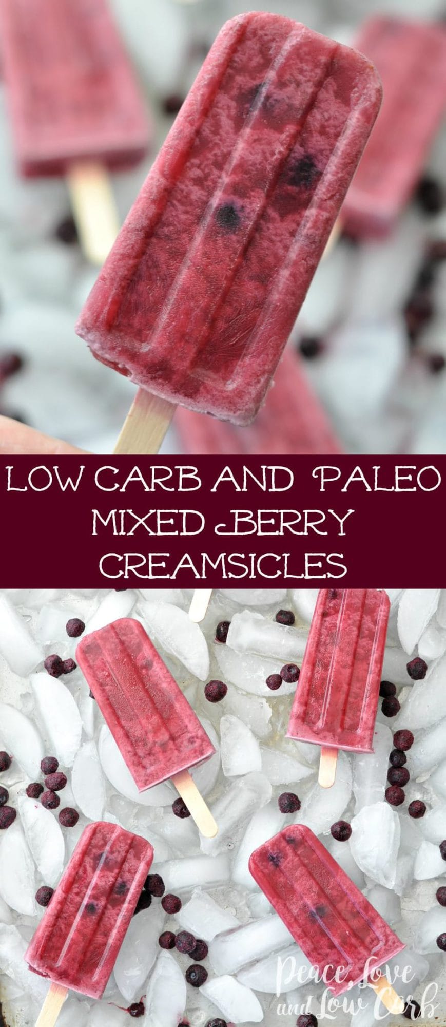 Paleo Mixed Berry Coconut Creamsicles - Low Carb Popsicles | Peace Love and Low Carb