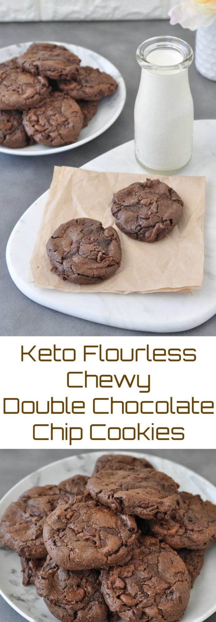 Keto Flourless Chewy Double Chocolate Chip Cookies