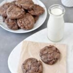Flourless Keto Chewy Double Chocolate Chip Cookies - Peace Love and Low Carb