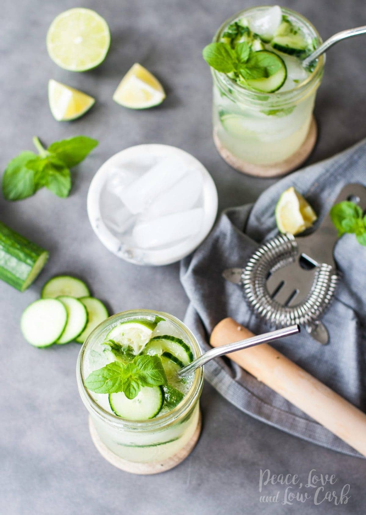 Low Carb Cucumber Mojitos | Peace Love and Low Carb