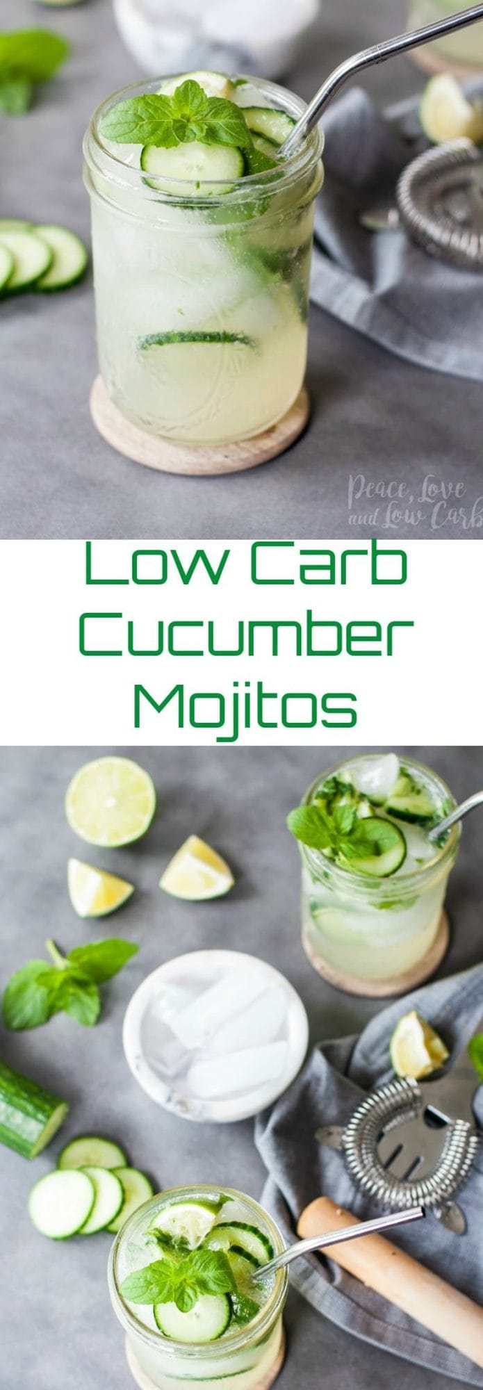 Low Carb Cucumber Mojitos | Peace Love and Low Carb