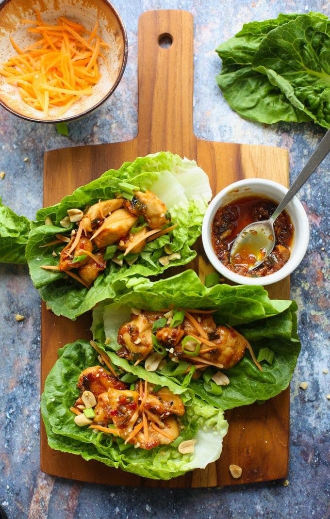 Peanut Asian Chicken Lettuce Wraps | Gluten Free with L.B.