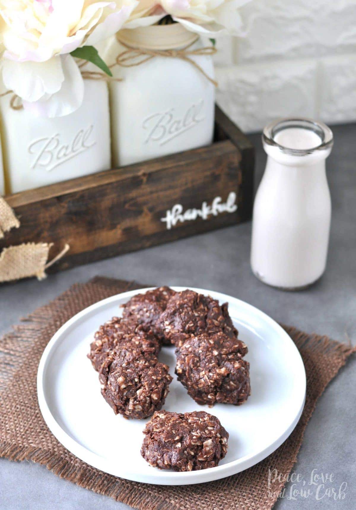 Chocolate Peanut Butter Keto No Bake Cookies | Peace Love and Low Carb