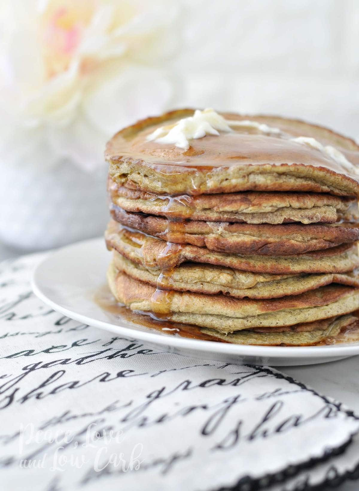 Low Carb Keto Banana Nut Protein Pancakes | Peace Love and Low Carb