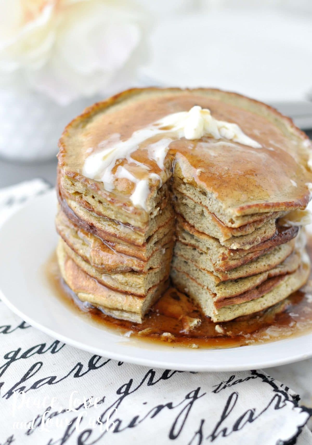 Low Carb Keto Banana Nut Protein Pancakes | Peace Love and Low Carb