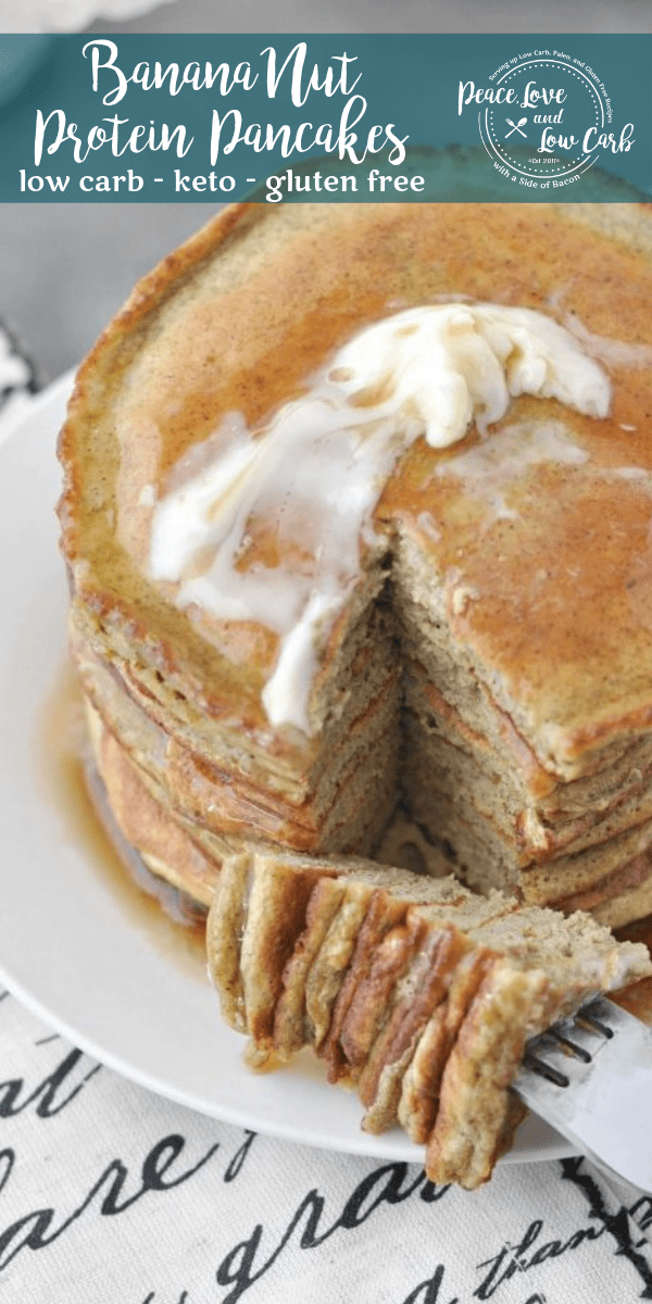 Low Carb Keto Banana Nut Protein Pancakes | Peace Love and Low Carb