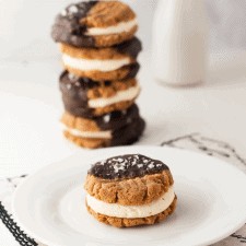 Low Carb Chocolate Dipped Peanut Butter Cookie Sandwiches