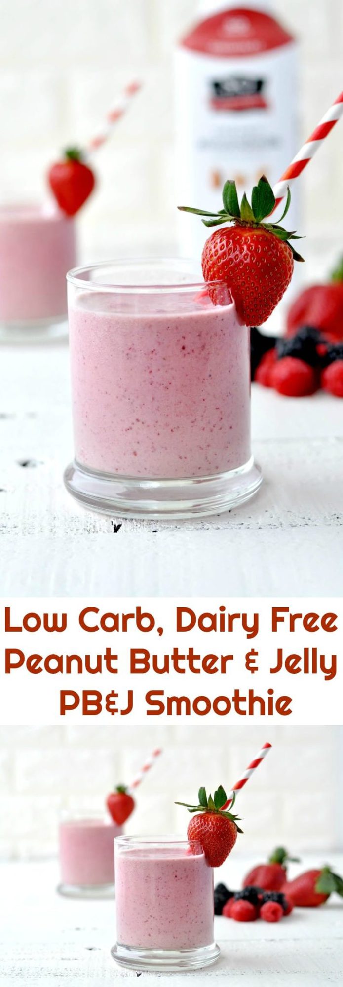 Low Carb Dairy Free Peanut Butter and Jelly PB&J Smoothie