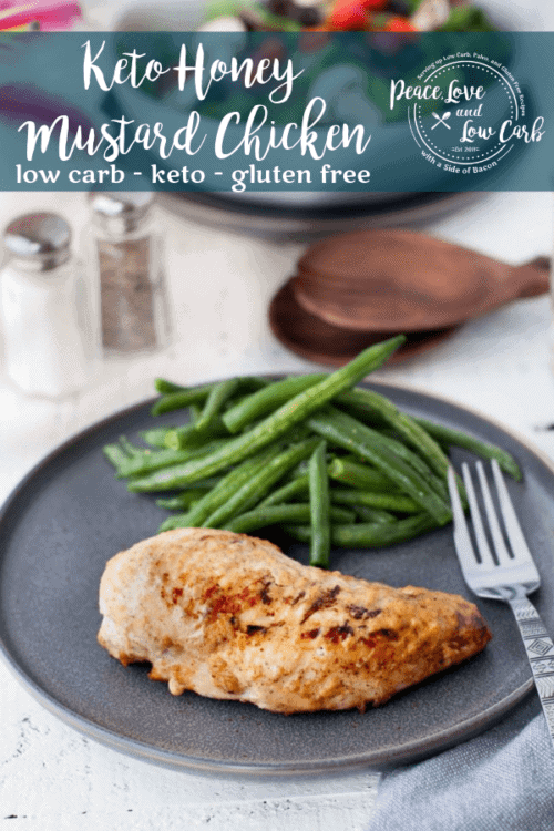 Low carb recipes don't get much easier than this. Only 2 ingredients - low carb honey mustard dressing and chicken. This Keto Honey Mustard Chicken is sure to become a family favorite.