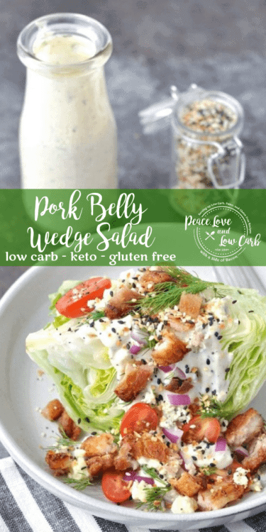 Crunchy, chewy, perfectly salty! Pork belly may just be the perfect keto food. This Low Carb Pork Belly Wedge Salad is hearty enough to be a meal, and satisfying enough to make you crave it time and time again.