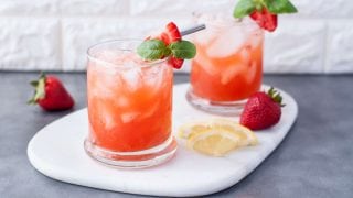 Low Carb Strawberry Basil Bourbon Smash