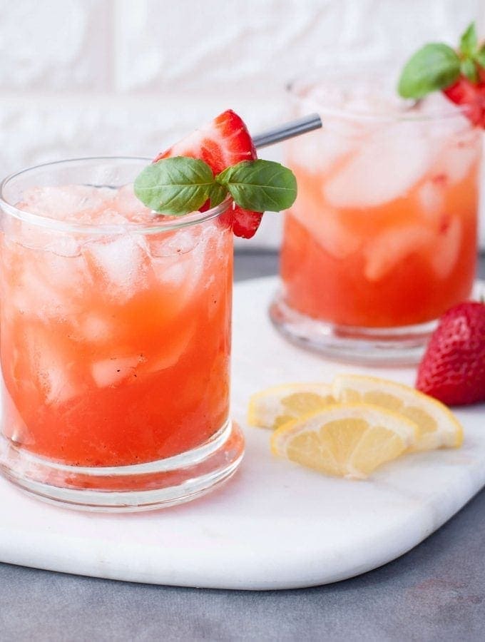 Low Carb Strawberry Basil Bourbon Smash | Peace Love and Low Carb