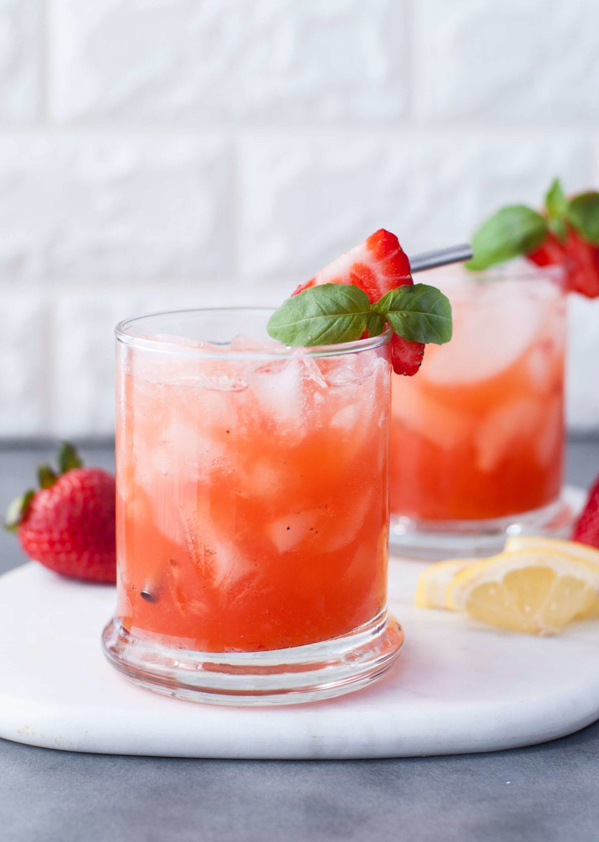 Low Carb Strawberry Basil Bourbon Smash | Peace Love and Low Carb