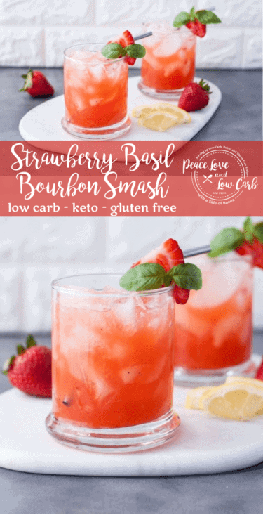 This Low Carb Strawberry Basil Bourbon Smash is the perfect refreshing summertime low carb cocktail recipe. Enjoy a keto cocktail recipe without giving up your healthy lifestyle.