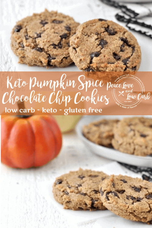 These Keto Pumpkin Spice Chocolate Chip Cookies are soft and chewy, with all the delicious flavors of fall. Best of all, they are low carb and gluten free.