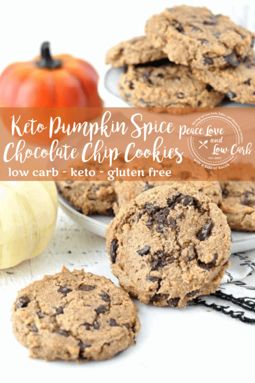 These Keto Pumpkin Spice Chocolate Chip Cookies are soft and chewy, with all the delicious flavors of fall. Best of all, they are low carb and gluten free.