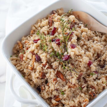 Low Carb Cranberry Pecan Cauliflower Rice Stuffing | Peace Love and Low Carb