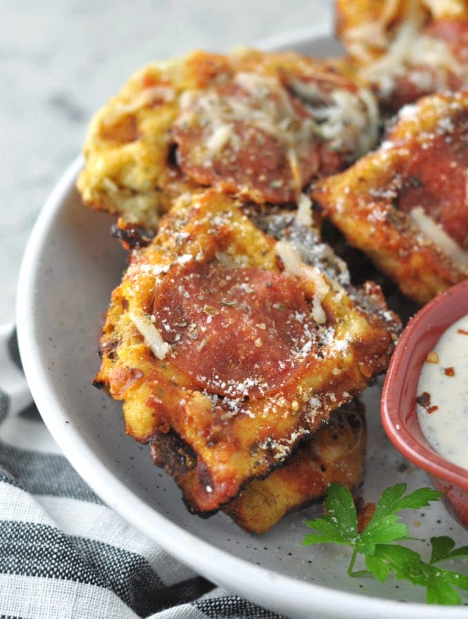 Fathead Pepperoni Waffle Pizza Dippers - Peace Love and Low Carb