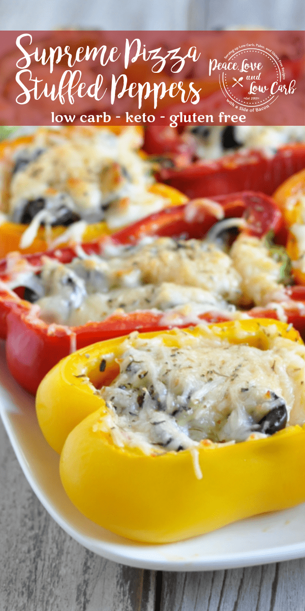 Keto Supreme Pizza Stuffed Peppers - Peace Love and Low Carb