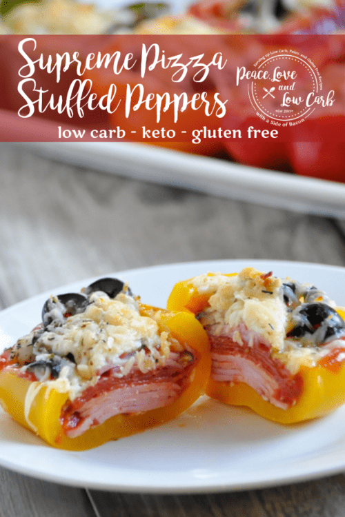 These Keto Supreme Pizza Stuffed Peppers are a simple and delicious way to still enjoy pizza while sticking to your healthy low carb lifestyle.