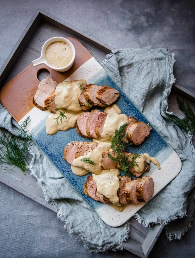 Pork Tenderloin with Creamy Dill Sauce | Peace Love and Low Carb