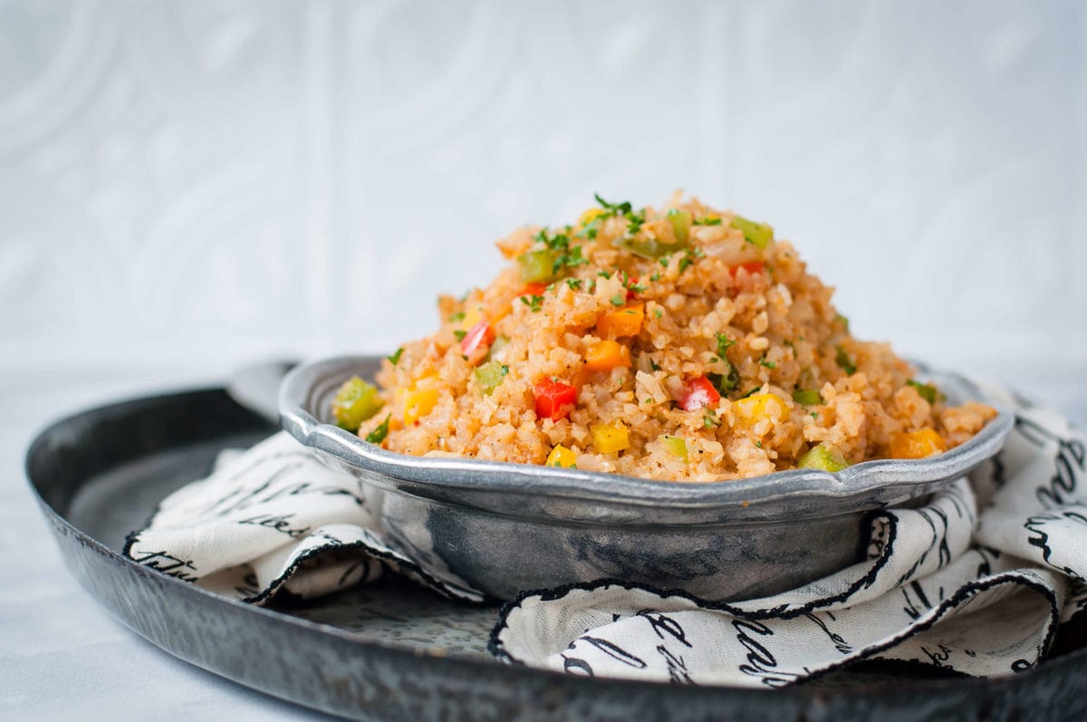 Cajun Cauliflower Rice - low carb, whole30 - Peace Love and Low Carb