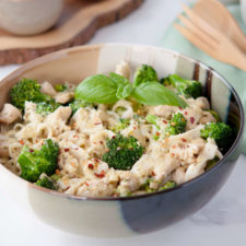 Chicken and Broccoli Keto Fettucine Alfredo with Pesto-image