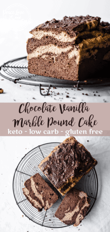 Keto Chocolate Vanilla Marble Pound Cake | Peace Love and Low Carb