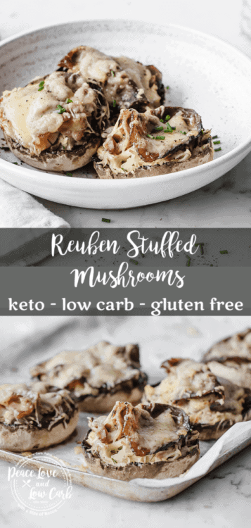 Keto Reuben Stuffed Mushrooms | Peace Love and Low Carb