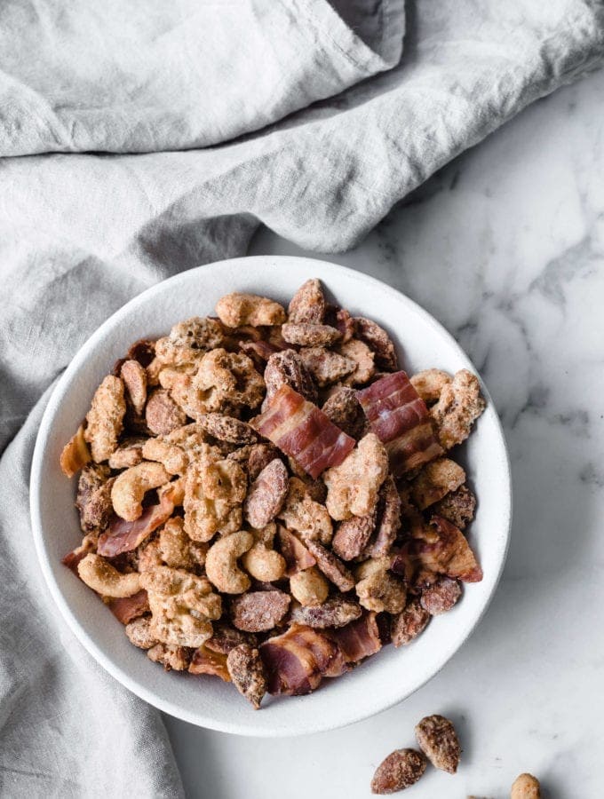 Keto Candied Nuts with Bacon | Peace Love and Low Carb