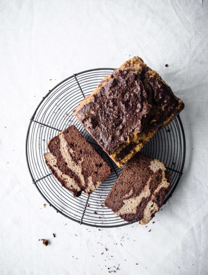 Keto Chocolate Vanilla Marble Pound Cake | Peace Love and Low Carb