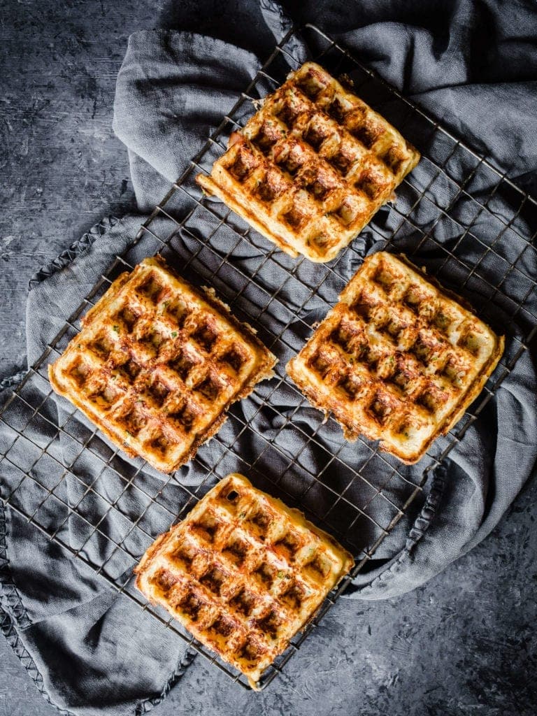 Ham and Gruyere Cauliflower Waffles - Peace Love and Low Carb