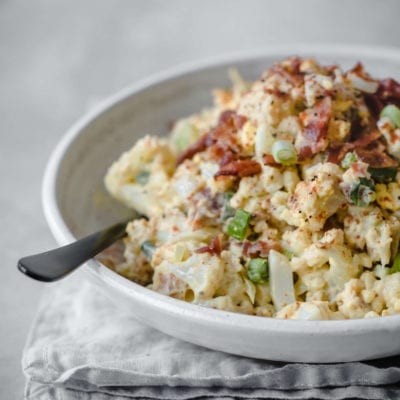 Loaded Mock Keto Potato Salad - Peace Love and Low Carb