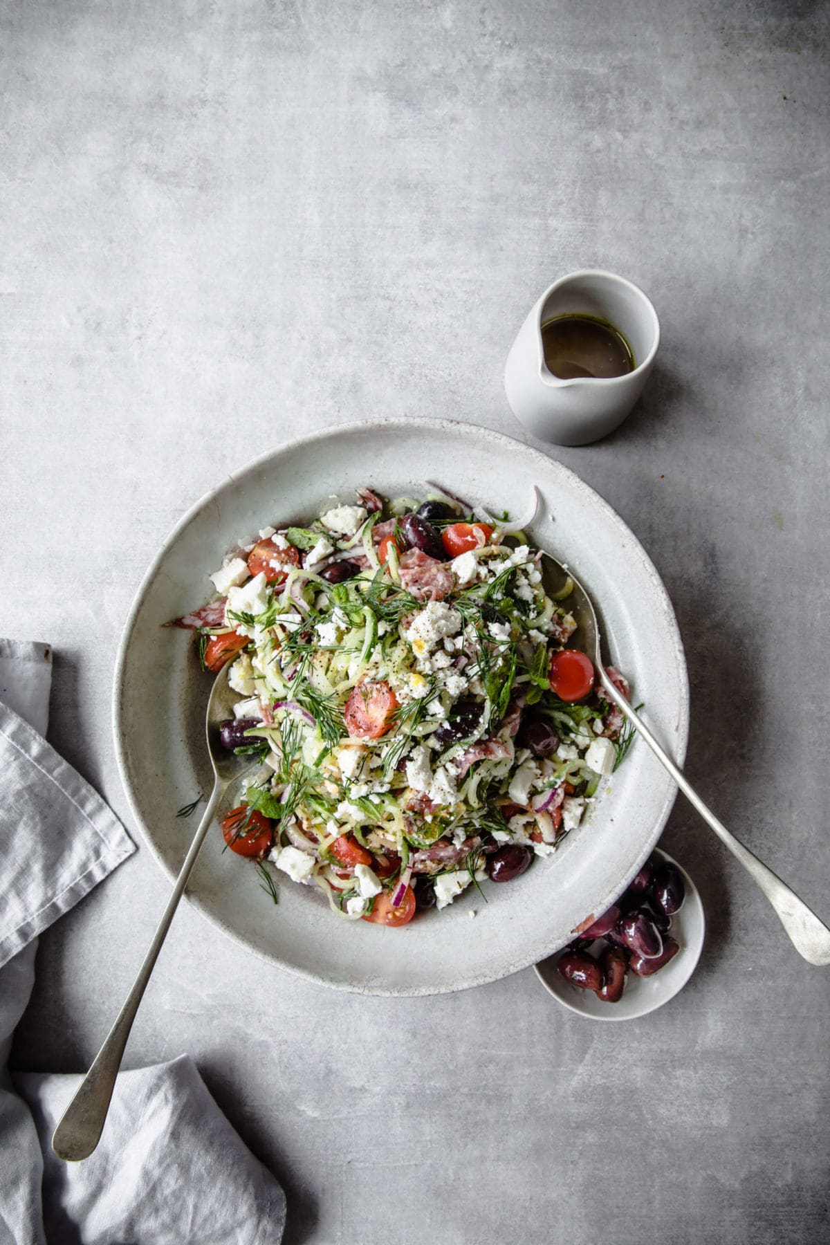 Cucumber Noodle Greek Salad | Peace Love and Low Carb