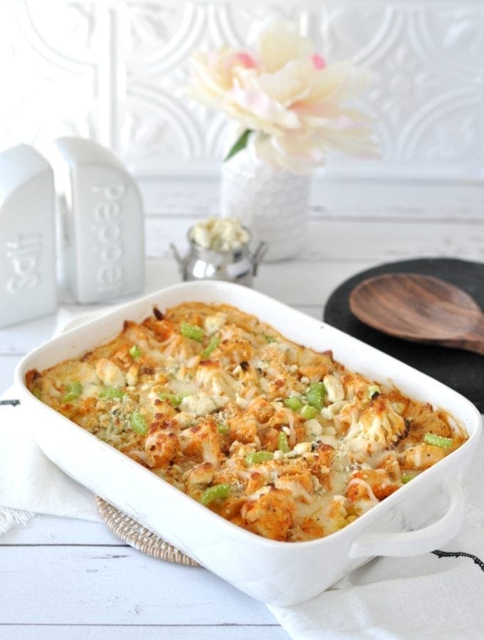Keto Buffalo Chicken Cauliflower Mac and Cheese | Peace Love and Low Carb