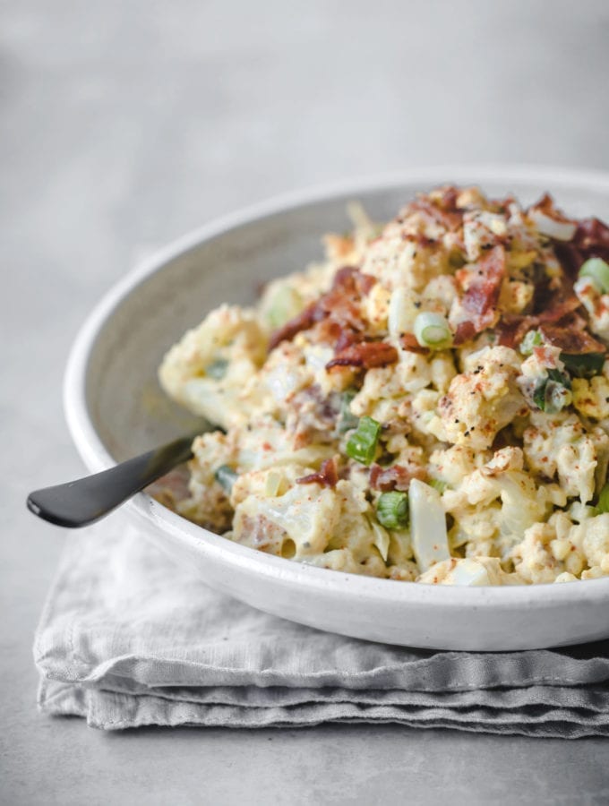 Loaded Mock Keto Potato Salad | Peace Love and Low Carb