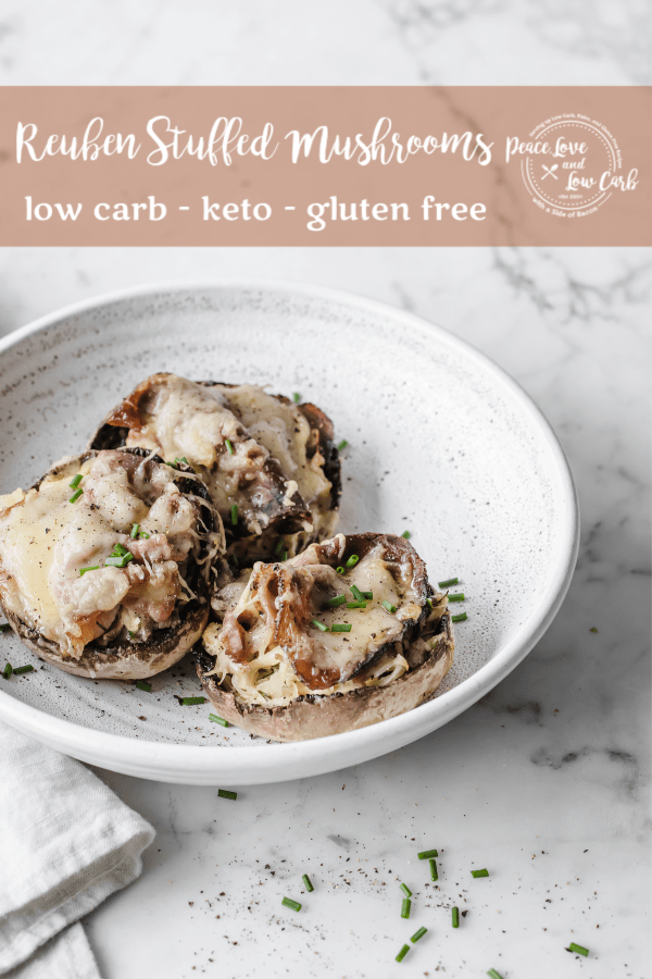 Keto Reuben Stuffed Mushrooms | Peace Love and Low Carb