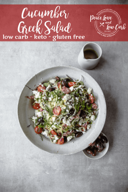This keto Cucumber Greek Salad is a perfectly refreshing summer salad if you’re looking for a low carb side dish full of flavor. Serve chilled on its own, or turn it into a loaded Greek salad by adding grilled chicken.