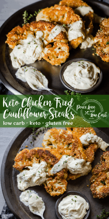 These Keto Chicken Fried Cauliflower Steaks have all the crispy and delicious flavors of a traditional Country Fried Steak Recipe, but in a vegetarian keto recipe.
