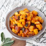 With less than 5 ingredients, this Roasted Butternut Squash with Sage is the perfect quick and easy low carb side dish. Perfect for your keto Thanksgiving table.
