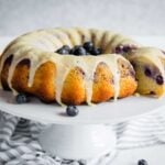 gluten free blueberry pound cake freshly glazed and sliced