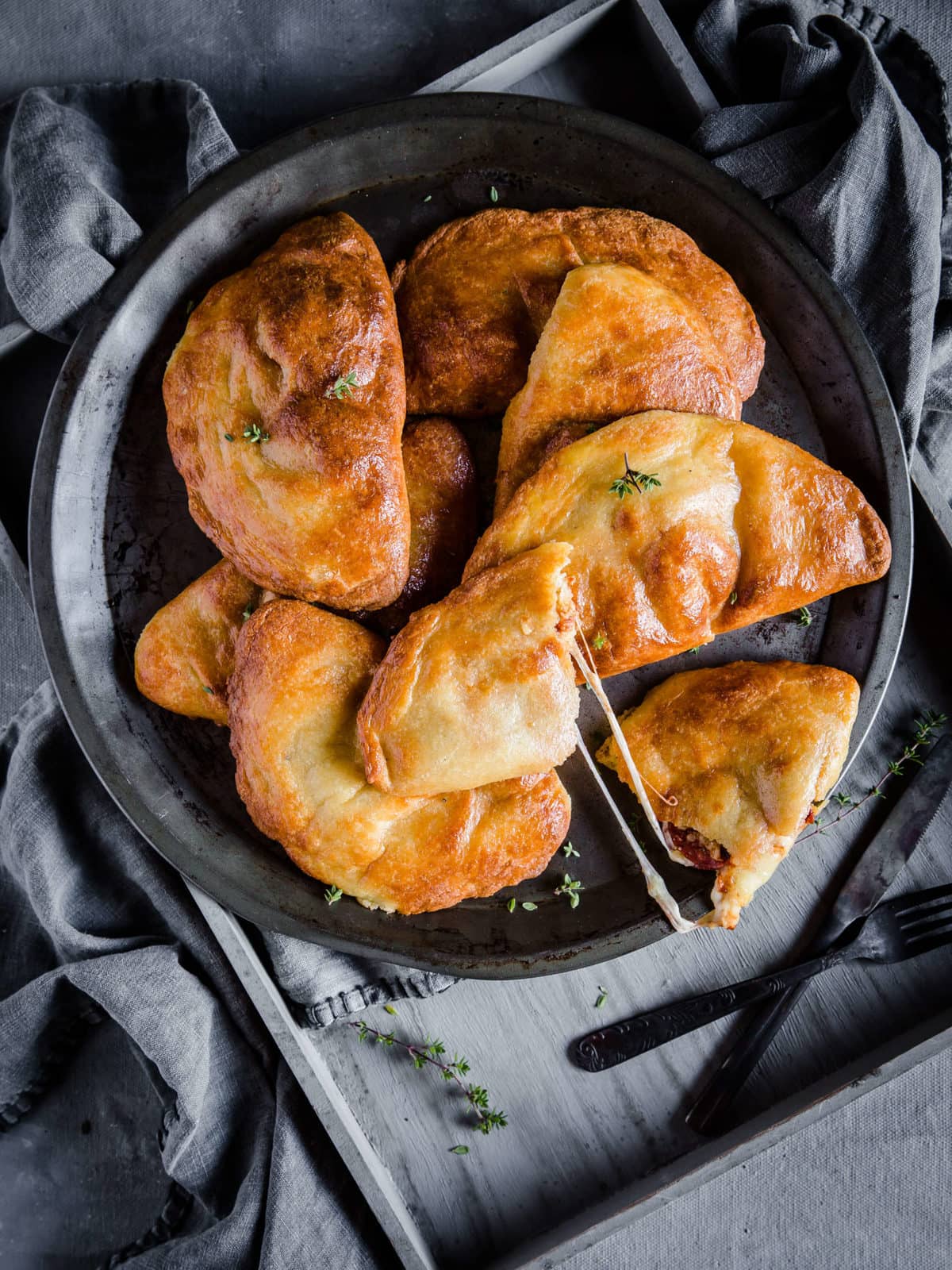 plated keto pepperoni pizza hot pockets