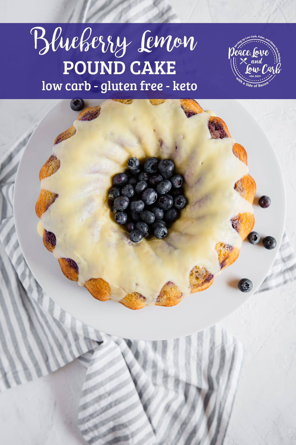 Blueberry Lemon Pound Cake gluten free, low carb, sugar free Peace