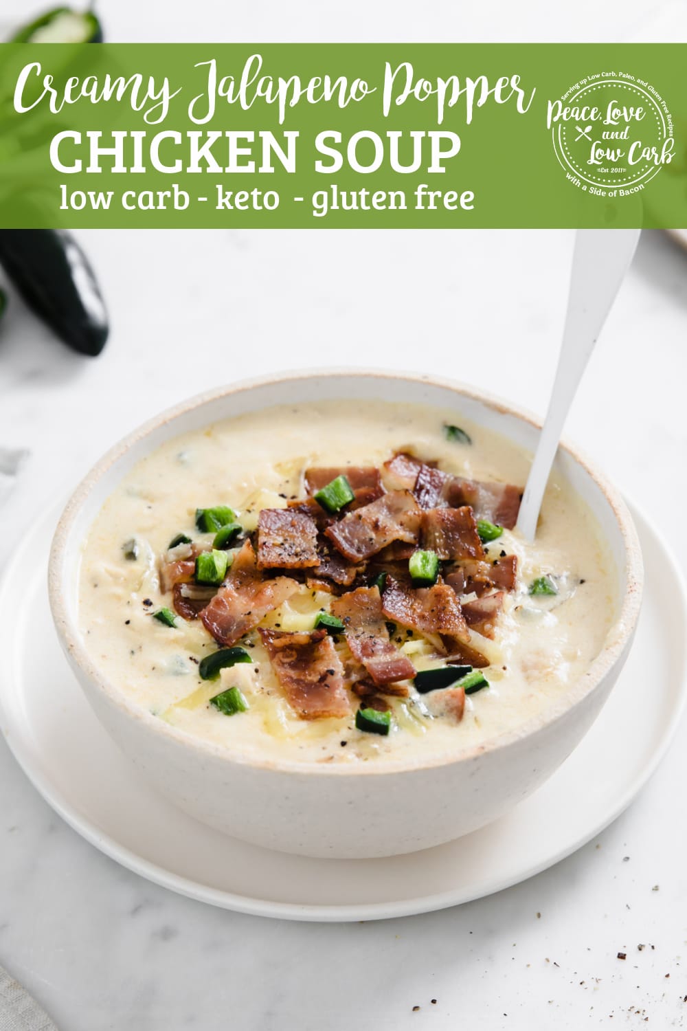 Jalapeno Popper Chicken Soup low carb, gluten free Peace Love and Low Carb