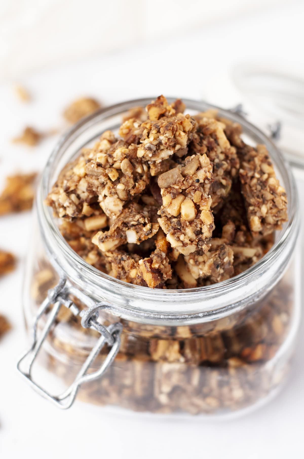 close up of a jar of paleo granola