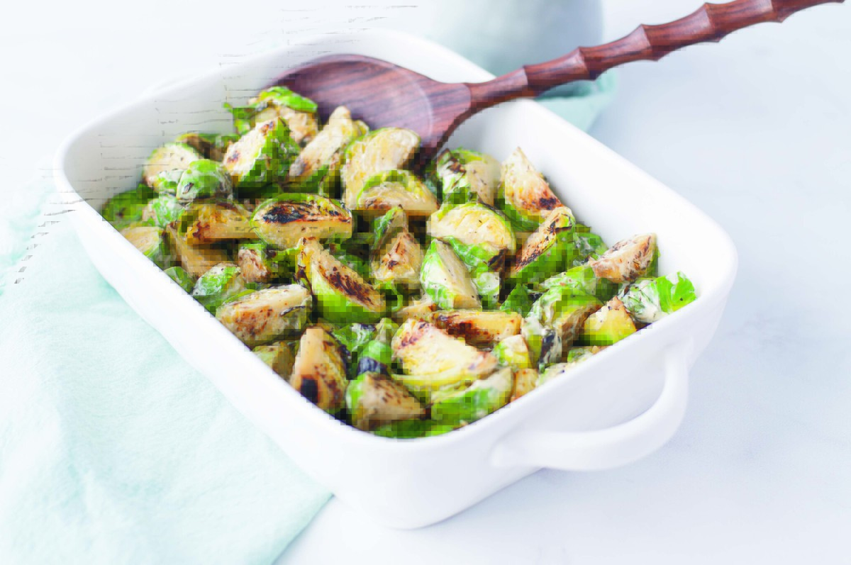 Brussels Sprouts with Creamy Dijon Cider Dressing Peace Love and Low Carb