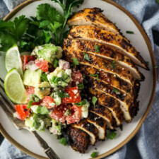 Chili Lime Chicken with Avocado Feta Salsa